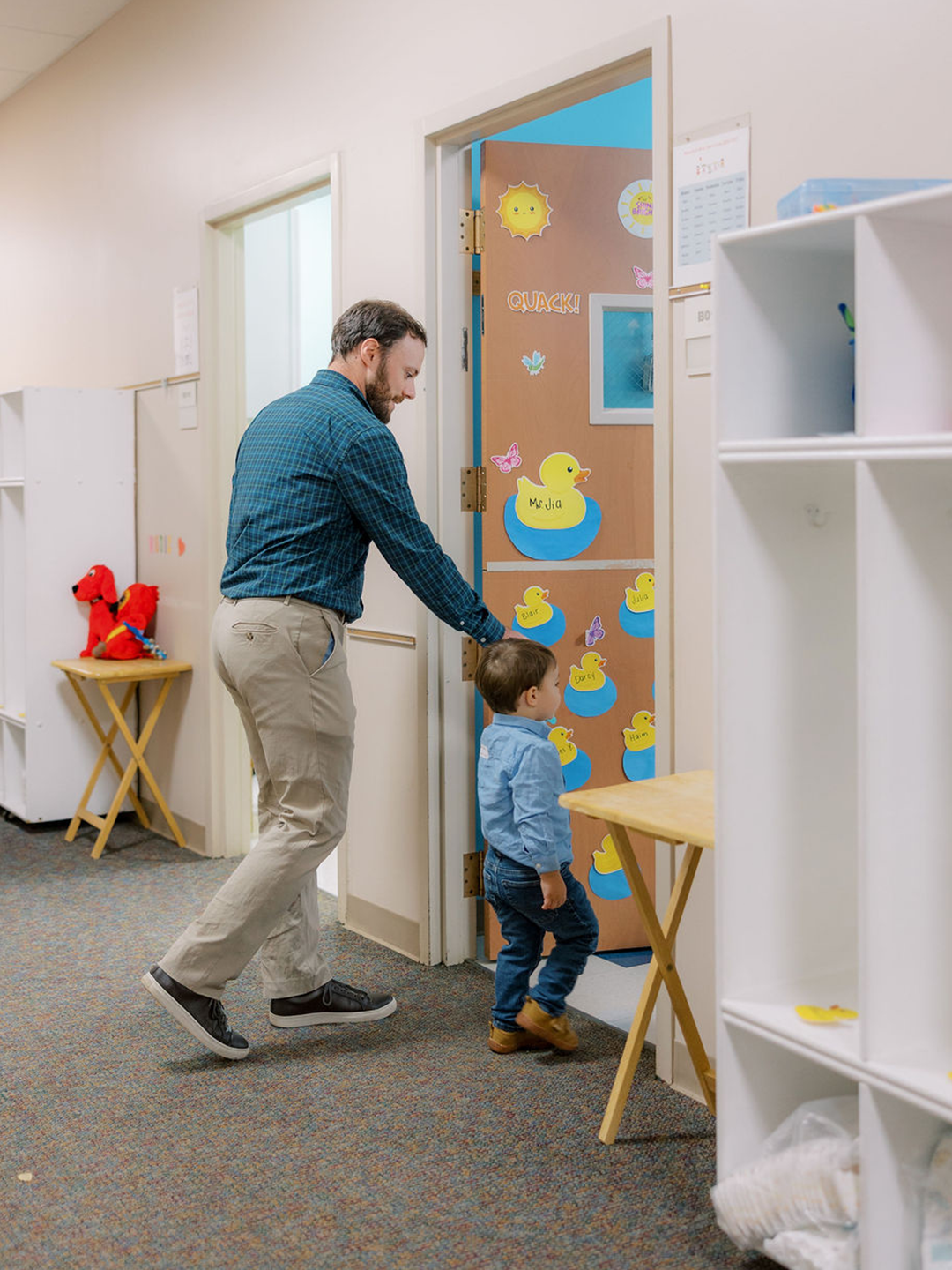 man walking his son into tabernacle kids