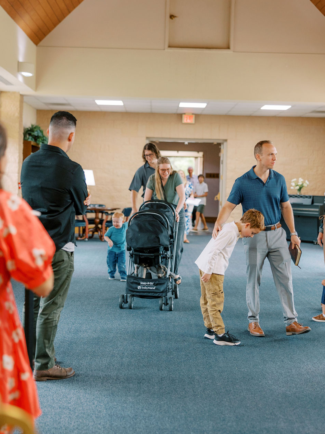 walking into church